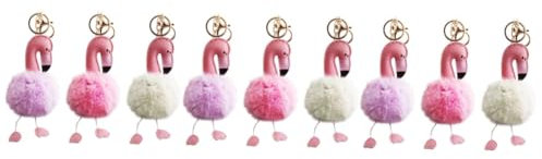LIFKOME 9 Pièces porte-clés en peluche organisateur de clé organiseur de clef keychain porte-clés flamant rose joli porte-clés porte clé voiture porte-clés de voiture