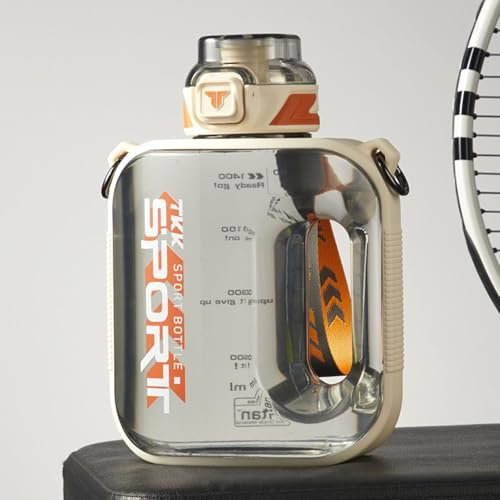 AHDFY Water Bottles with Straw & Flip Cap 2 in 1 Lid, Large Water Bottle Sport Water Bottle, Gym Drinks Bottle Leak Proof Hydration Water Bottles,white,2000mL