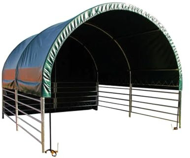 P. Lindberg Robustes Weidezelt für Pferde 4x4m wetterfeste PVC Plane 2954N Stallzelt Winterfest Sturmfest - offene Seiten