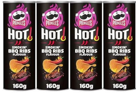 Hot Smokin' BBQ Ribs Flavour Crisps, 4 x 160g,twist on a classic snack, Hot Smokin’ BBQ Ribs flavour are a perfect way to spice up your snack. Hot Smokin’ BBQ Ribs flavour sharing cr