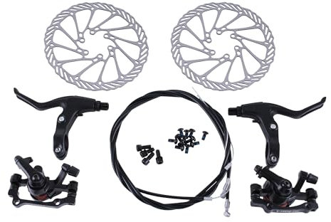TIOMIOSEA Bremssattel Fahrrad Scheibenbremse Set, 160mm Bremsscheibe Fahrradbremsensatz Bremssattel Scheibe vorne und hinten, Fahrradbremshebel aus Vollaluminiumlegierung, für Mountainbike
