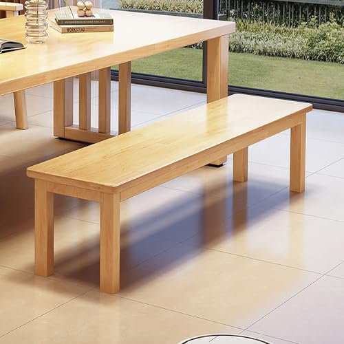 LLYLAFDC Esszimmerbank Massivholz,Sitzbank 2-Sitzer Essbank Holzbank,Mit Armlosem Design Und Geringer Höhe, Für Eingangsbank, Schlafzimmer, Esszimmerbank, Küchensitz-Esszimmer(Natural,70.8in/180cm)