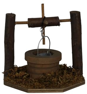 | ZICOM Krippenzubehör Brunnen 9x9x8,5cm Holz, Metall – Handgefertigter Miniatur-Brunnen für Krippen