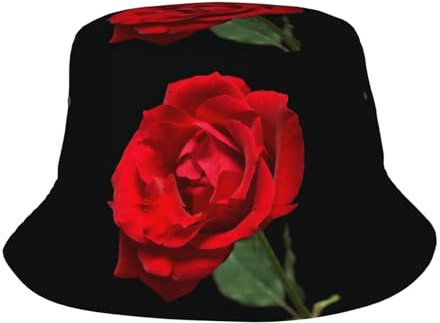 Unisex Bucket Hat Rose Flower Cappello da Pesca Moda Bucket Hat Resistente Pescatore Cappellino per Escursioni Shopping Pesca