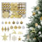 LZQ Weihnachtsbaumschmuck mit Anhänger und Kugeln Lackiert, 108 Stück Weihnachtskugeln aus Kunststoff, Mattweiß, Matt und Glänzend Texturen, Glitzerkugeln für Innen und Außen Weihnachtsbaum, Gold