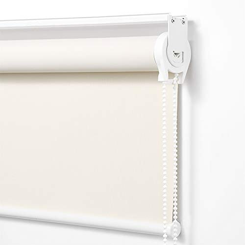 Persianas enrollables de tela que filtra la luz, color beige, 120 x 180 cm, cortina opaca para dormitorio, con 60 % de protección solar anti UV, cortina de privacidad para ventanas, fácil instalación,