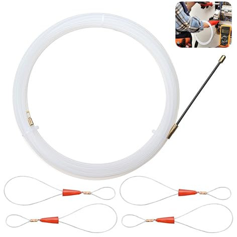 Electrical Wire Threader, 30M Fish Tape Wire Puller Through Wall, Cable Running Puller Rods Rods Electrical Wire Threader with 4 Metal Lock Wires for Insulation Pipe