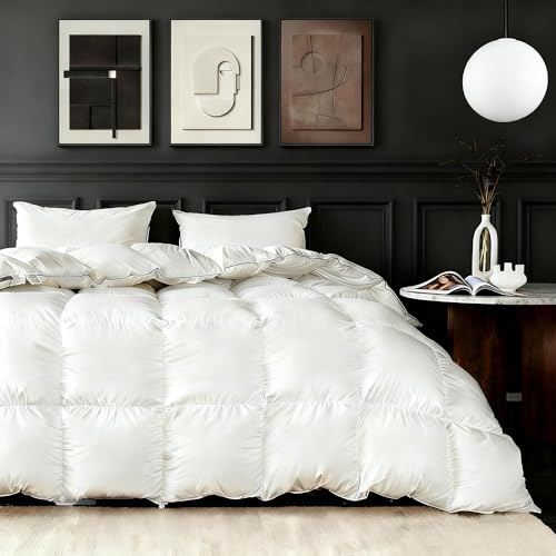 HYVIF Down Fiber Comforter King Size, Lightweight Summer Duvet Insert White