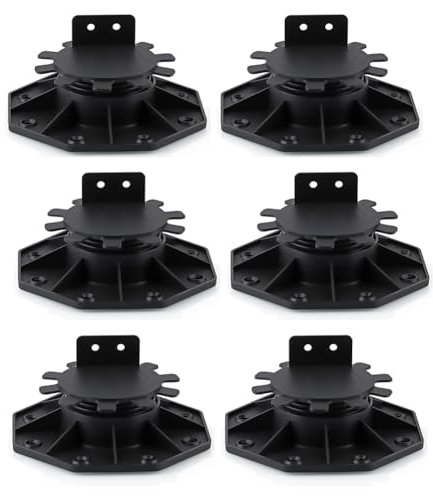 Remingtape 6 Pcs Joist Support Pedestals, Adjustable Decking & Flooring Support Pedestal for Deck, Timber Base