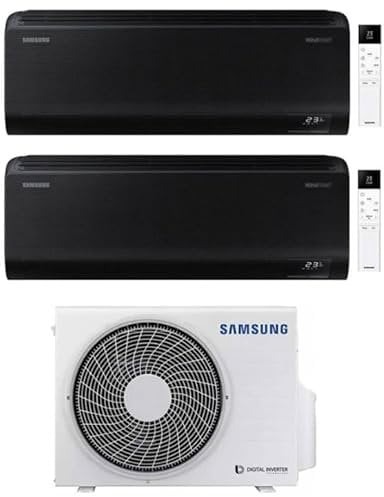 Condizionatore Climatizzatore Samsung WindFree Black wifi dual split 12000+12000 btu inverter A+++ in R32 AJ050TXJ2KG in Pompa di Calore Nero