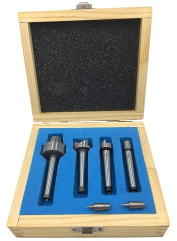 Live Center Wood Lathe Drive Spur Cup 4pcs Set with 2Pcs Extra Replacement Tips with Good Quality Wooden Box (MT1)