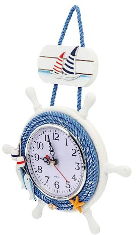 SOLUSTRE Ruder Wanduhr Für Draußen Mittelgroß Batteriebetrieben Nautische Schallplattenuhren Zahlen Meeresdekor Sonnenaufgang Wecker Bootsuhr Timer Nicht Digitale Wanduhr