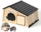Igelhaus Holz mit Rattenklappe und Labyrintheingang, Groß Igelhotel mit Boden und wetterfestem Schindeldach - Hedgehog Home Unterschlupf für Igel oder Kleintiere, HxBxT: 24x39x31 cm