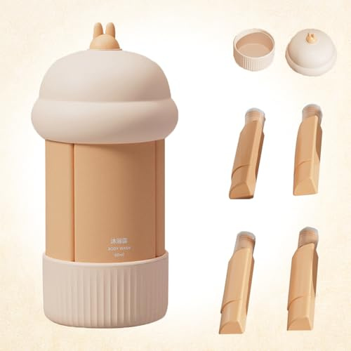 FISH DRAGATE paquete de 4 Botellas de viaje de para artículos de tocador,4 en 1 botes rellenables silicona,travel accesorios,240 ml,para champú, crema, líquidos y loción