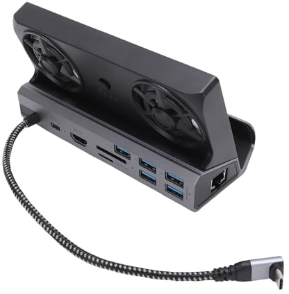 VBESTLIFE Dockingstation für Switchs 2 für ROG Ally, 10 in 1 USB C -Hub mit Dual RGB -Kühllüfter HDMI 2.0 4K 60 Hz Gigabit Ethernet 100W PD -Ladung