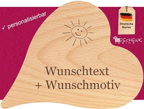 Geschenkissimo Holzherz mit Gravur, Deko Herz Holz personalisiert mit Namen, Spruch, Motiv - mehrere Größen, klein, groß - Dekoherz als Geschenk, Holzherzen