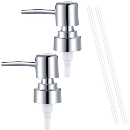 Matwsec 2 Pack Soap Pump Replacement Silver Soap Dispenser Pump Replacement Lotion Pumps Lotion Regular Mouth Plastic 28/400 Neck Shampoo Bottles