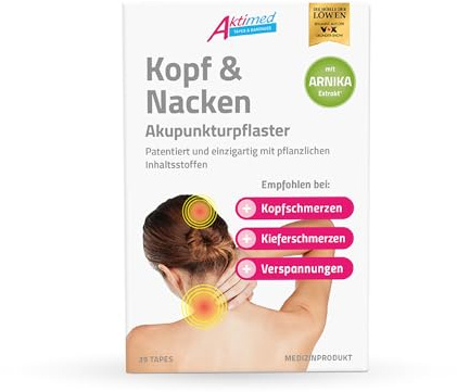 Aktimed® Gitterpflaster Kopf & Nacken mit Arnika - Hautfreundliche Cross Tapes für Kopf- & Nackenschmerzen - Selbstklebende Grid Tapes mit Pflanzenextrakt - Zur Unterstützung bei Verspannungen