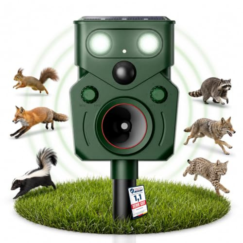 MEKEET Ultraschall Katzenschreck für Garten, Solar Tiervertreiber Ultraschall mit Bewegungsmelder,Katzen Vertreiben Garten Abwehr Gegen Katzen, Fuchs, Vogel, Rehe, Tauben, Waschbären