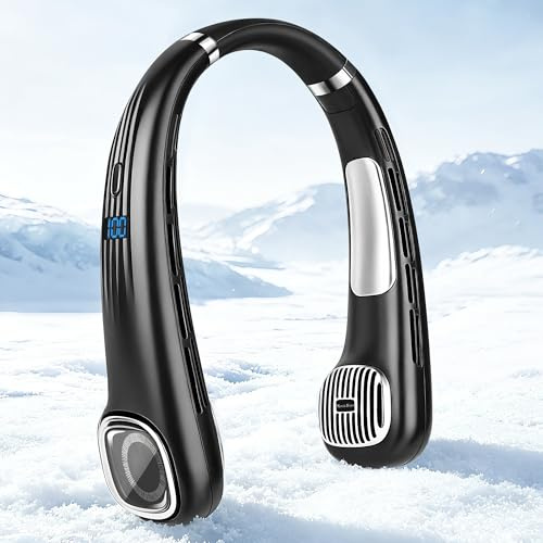 Nackenventilator mit Kühlung - Leise Hals Ventilator USB,Tragbarer Neck Fan Leicht,Aufladbar Nacken Ventilator mit Akku 4000mAh,Klein Halsventilatoren Stark 5 Stufen Nackenkühler für Büro,Reisen,Sport
