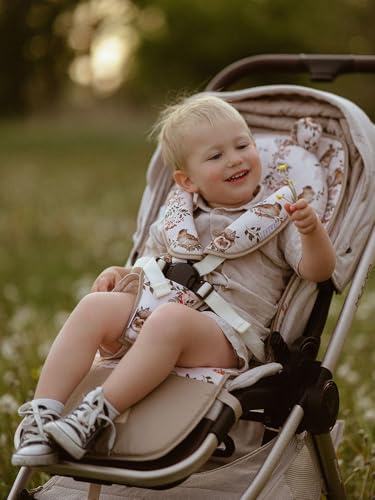 Beloff Bambus Kinderwagen Sitzauflage – Waldfreunde, Universal, Atmungsaktiv & Weich, Anti‑Schweiß, Passend für Buggy & Kinderwagen – Babyzubehör