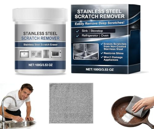 Stainless Steel Scratch Remover Kit, 2026 New Metal Repair and Polishing Paste for Appliances, Multi-Purpose Cookware Cleaning Paste for Pot, Stove, Sink, Cleans Grease, Scuffs & Restores Shine (1PC)