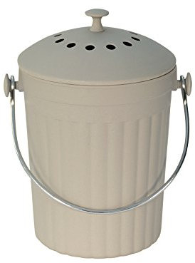 Eddingtons Light Grey Eco Bamboo Fibre Compost Caddy - Composting Bin for Food Waste Recycling