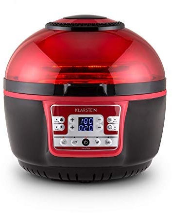 KLARSTEIN VitAir Turbo - Friteuse électrique sans huile, air fryer, Sans huile, Capacité de cuisson de 9L, Chauffage infrarouge halogène, 1400W, 50-230 ° C, Minuterie, Ecran LCD, Rouge