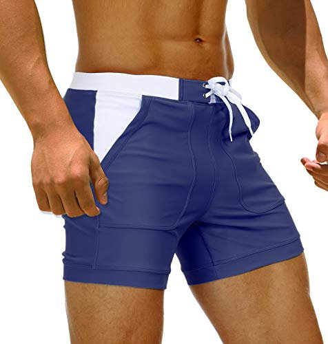 TACVASEN Swim Trunks Quick Dry Bathing Suits Swimming Boxer Briefs for Men Beach Surf Shorts Summer Holiday Shorts Mesh Sport Boxer Shorts Navy Blue