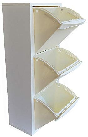 Liberoshopping Mobile in Legno Raccolta DIFFERENZIATA 3 VANI 25X40 CM H 101 CM (Bianco)