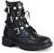 irisaa Damen Stiefeletten Stiefel schwarz mit Strass oder Perlen Schnür Biker Boots, Größe Normal:37, Winterschuhe Farbe 2019:Black Black