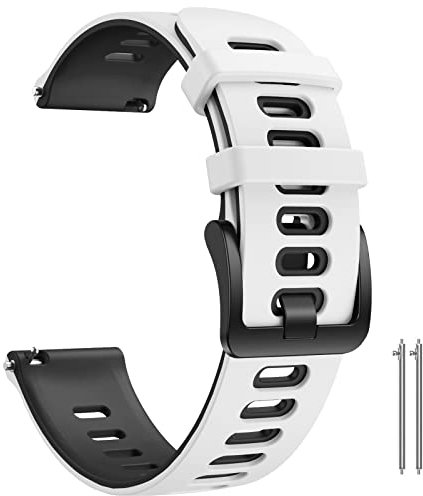 ANBEST Compatibile con Garmin Vivoactive 3/Venu/Forerunner 245 Cinturino, 20mm Cinturino in Silicone Ricambio Bracciale per Galaxy Watch 4/Galaxy Watch Active 2 Smart Watch, Bianco/Nero