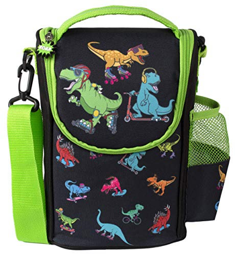 Fringoo - Large Capacity Kids Strap Lunch Bag | Small Cool Bag Kids Lunchbox | Perfect As School Lunch Bag for Boys - Dinosaur Skaters