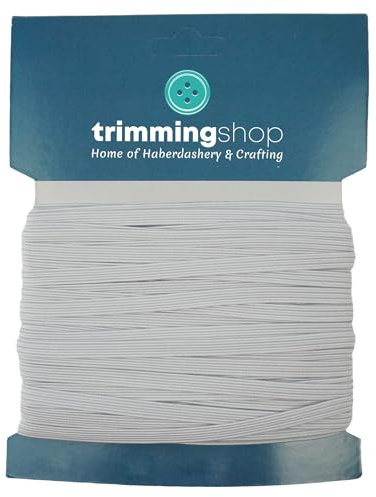 Cordon élastique blanc de 6 mm | 10 mètres de bande élastique plate | Corde extensible pour couture, tricot, arts et artisanat, vêtements, projets de bricolage