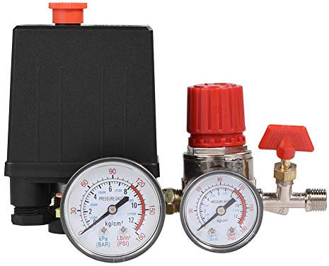 HGY Pressostat Compresseur - Petit régulateur de soupape de commande de pressostat de compresseur d'air avec des jauges