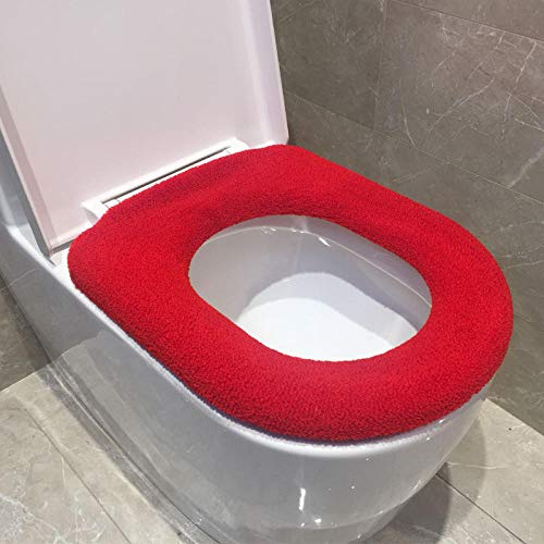 XINDUO Cover Pads Warm Toilet Seat Cushion,Universal thick plush toilet seat-red,Universal Size Toilet Seat Cover Mat