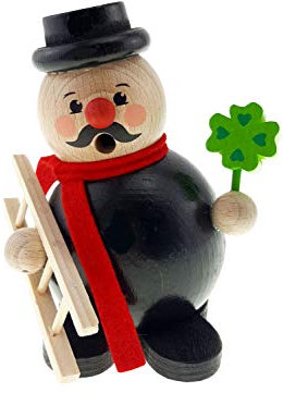Hess Holzspielzeug 40006 - Kugelräuchermann aus Holz, Räucherfigur Glücksbringer, ca. 12 cm, Dekoration für die Advents- und Weihnachtszeit aus dem Erzgebirge