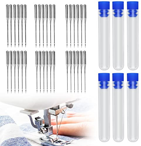 PERFETSELL 60 Pcs Industrielle Nähmaschine Nähnadeln Stahl DB*1 Nähmaschinennadeln Industrienähmaschine Nadel Rundkolben Nähnadeln für Nähmaschine 7/10/12/14/16/18 Maschinennadeln für Jeans, Leder