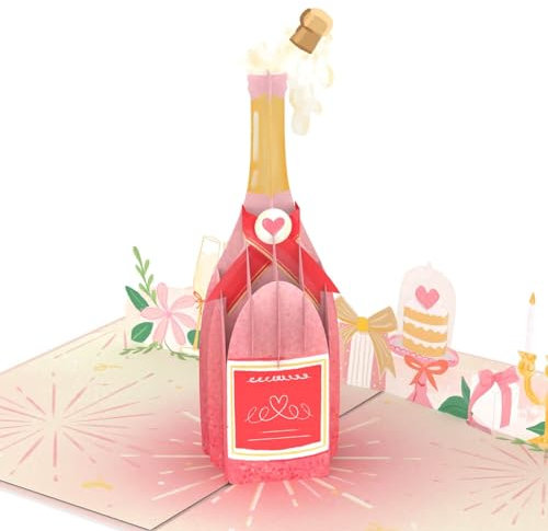 papercrush® Pop-Up Karte Champagner - 3D Geburtstagskarte mit Sektflasche, Glückwunschkarte für Hochzeit, Geburtstag, Jahrestag oder Muttertag - Gutschein oder Geldgeschenk für Frau & Freundin
