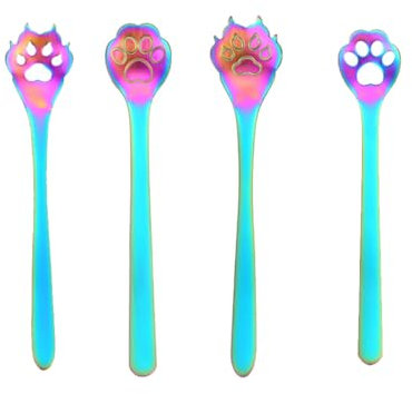 Cabilock 4 Pièces Cuillères à Mélanger Créatives Et Passoires Forme De Pattes Animal Cuillères à Café Et Pour Maison Restaurant