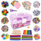 obqo 1800+ Pcs Kids Craft Box Kit, Toddler Arts and Crafts for Kids includes Pom Poms, Pipe Cleaners, Feather, Folding Craft Box - All in One for Kids Toddler DIY Craft Set (Purple)