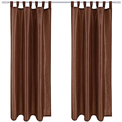 Bestlivings Blickdichte Gardine Alessia 2er Pack in Braun mit Schlaufen Gr. 140x145cm (BxL), in vielen Größen und Farben