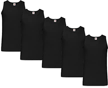 Fruit of the Loom Maglietta intima da uomo Athletic M L XL XXL 3XL 4XL 5XL anche set di colori (1/5 pezzi), nero e nero, L