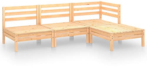 vidaXL Garten Lounge Set 4-TLG., Gartenmöbel Set Sitzgruppe für Garten Terrasse Balkon, Modular Sofa Garnitur Loungemöbel, Massivholz Kiefer