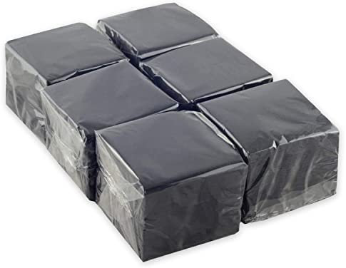 Hostelnovo - 600 Stück schwarze Tischservietten, Einweg-Papier - Mikro-Stepppapier - 10 x 10 cm (gefaltet) und 20 x 20 cm (aufgeklappt) - Ideal für Catering, Bars und Partys