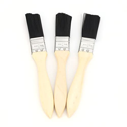 3pk 2.5cm Paint Brushes - 2 Durable DIY Decorating Cutting in Brush, Smooth Finish, Synthetic Bristles Suitable for Emulsion, Gloss and Satin Paints, For Walls, Ceilings, Wood and Metal