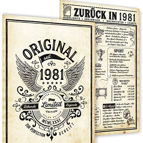 mojoliving 44 Geburtstag Geschenk | lustige 1981 Geburtstag Poster | Deko 44 Geburtstag Frauen | Deko 44 Geburtstag Männer | 1981 Geburtstag Frauen/Männer | 44 Geburtstagskarte