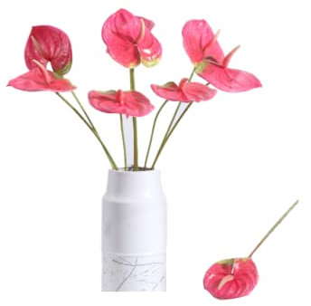 Künstliche Anthurium-Lilien, 61 cm, permanent Heimdekoration, Blumenstrauß und grünes Blatt für Zuhause, Brautschmuck, Hochzeit, Festival, Party,Geschäft,Kleiner Blumenstrauß (Rosa)