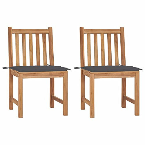 Chenshu Gartenstühle 2 STK. mit Kissen, Gartenmöbel, Balkonstühle, Hochlehner, Balkonmöbel, Bistrostuhl, Balkonset, Garten Stühle, Sit Möbel, Armlehnenstuhl, Massivholz Teak