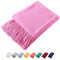 Homiest Dekorativer Strick-Überwurf mit Fransen, leichte Acryl-Strickdecke, weiche und gemütliche Quasten-Decke für Couch, Sofa, Bett (Hot Pink, 127,7 x 152,4 cm)